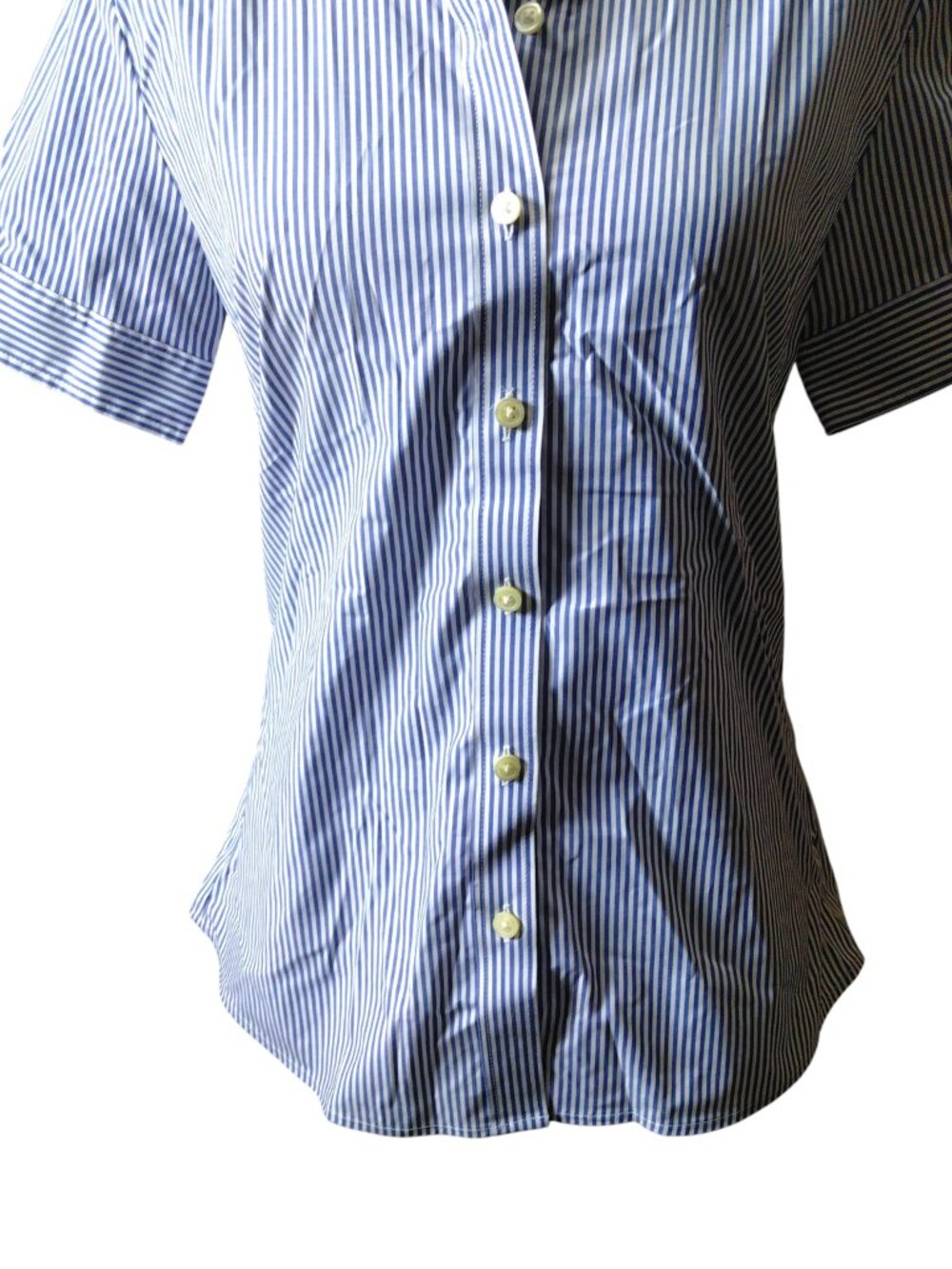 Banana Republic Size 4 Non-Iron Blue White Striped Button Front Collared Blouse - Picture 3 of 8